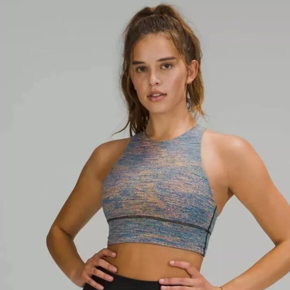 Lululuemon Energy Bra High Neck Long Line Sz4 Spectral Fusion Jacquard BNWT! - Picture 1 of 8